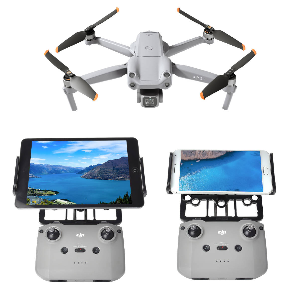 SYSTEM-S Tablet Mount with Bag Strap for Drone Remote Control in Black