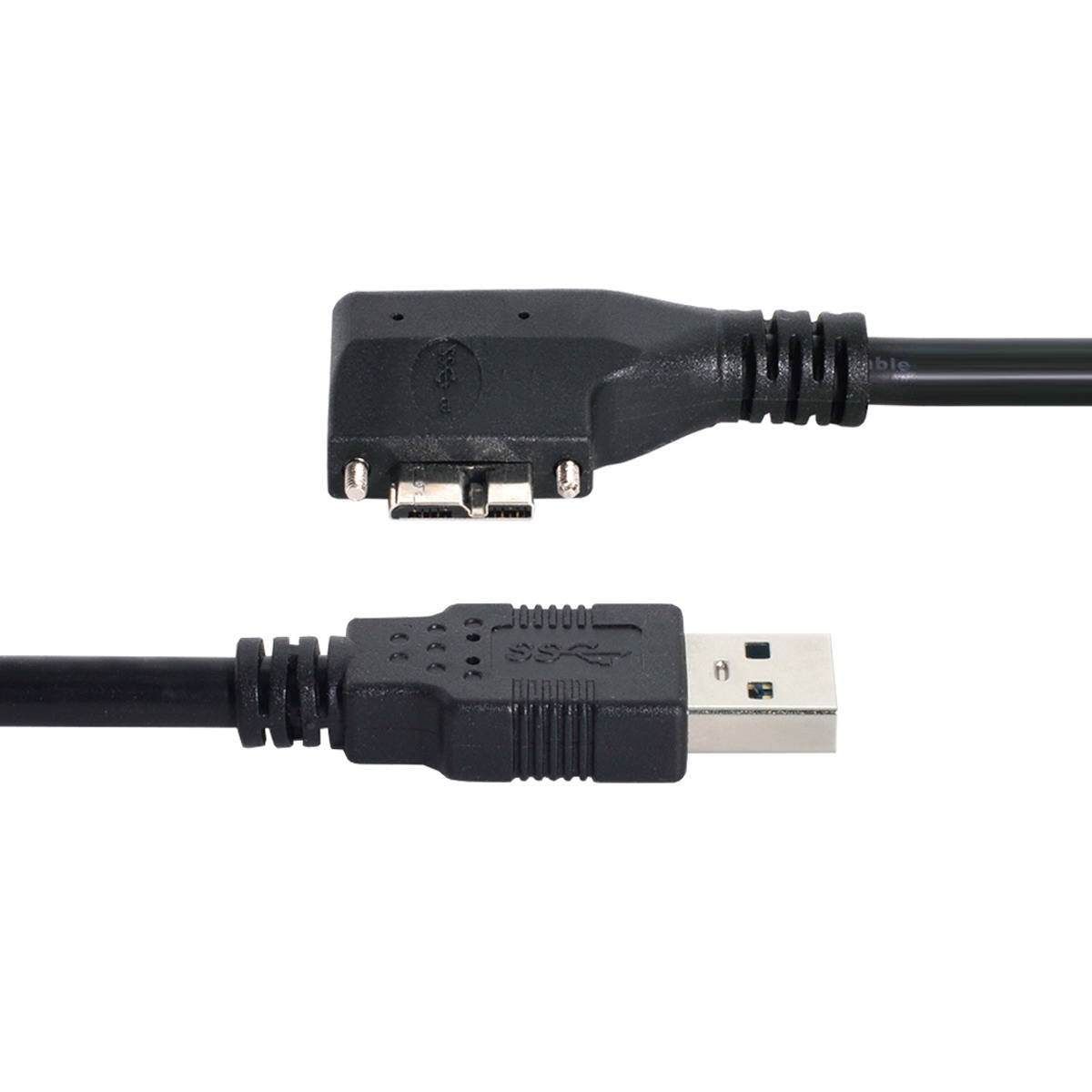 SYSTEM-S USB 3.0 Kabel 3 m Typ A Stecker zu Micro B Stecker Winkel Schraube in Schwarz