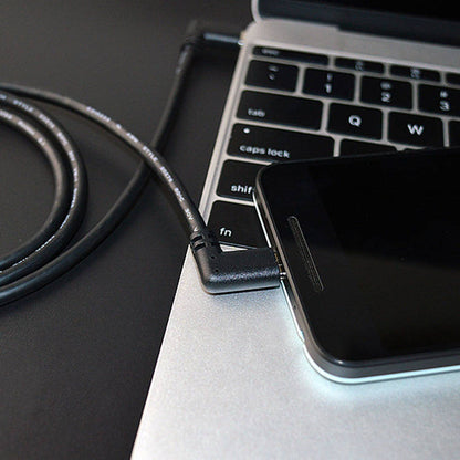 SYSTEM-S USB 3.1 Gen 2 Kabel 50 cm Typ C Stecker zu Stecker 2x Winkel in Schwarz