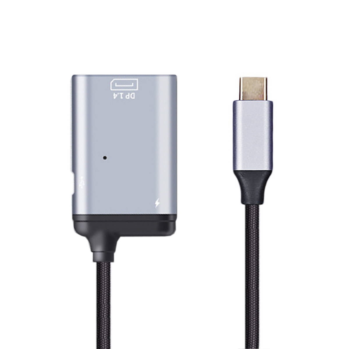 SYSTEM-S 3in1 Adapter DP 1.4 Buchse & 2x USB 3.1 Typ C Buchse zu Typ C Stecker Kabel Grau