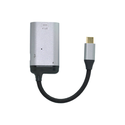 SYSTEM-S 3in1 Adapter Mini DP 1.4 Buchse & 2x USB 3.1 Typ C Buchse zu Typ C Stecker Grau