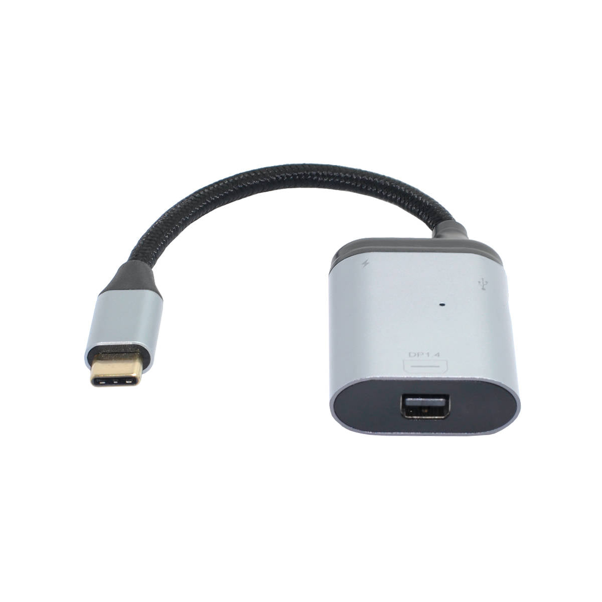SYSTEM-S 3in1 Adapter Mini DP 1.4 Buchse & 2x USB 3.1 Typ C Buchse zu Typ C Stecker Grau