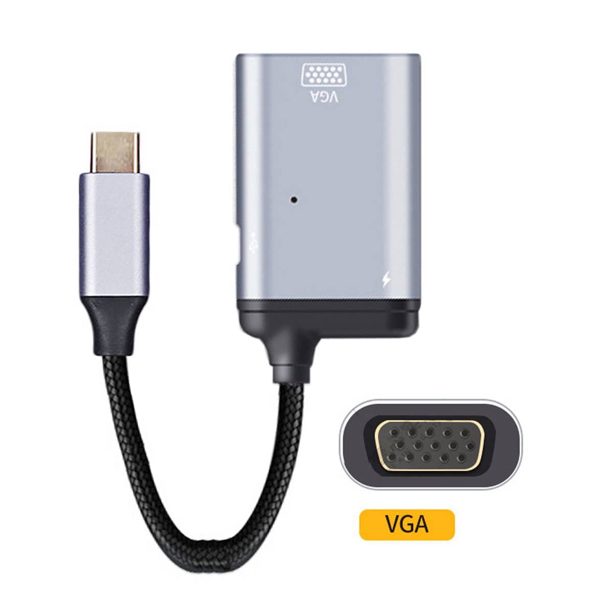 SYSTEM-S 3in1 Adapter VGA DB-15 Buchse & 2x USB 3.1 Typ C Buchse zu Typ C Stecker in Grau