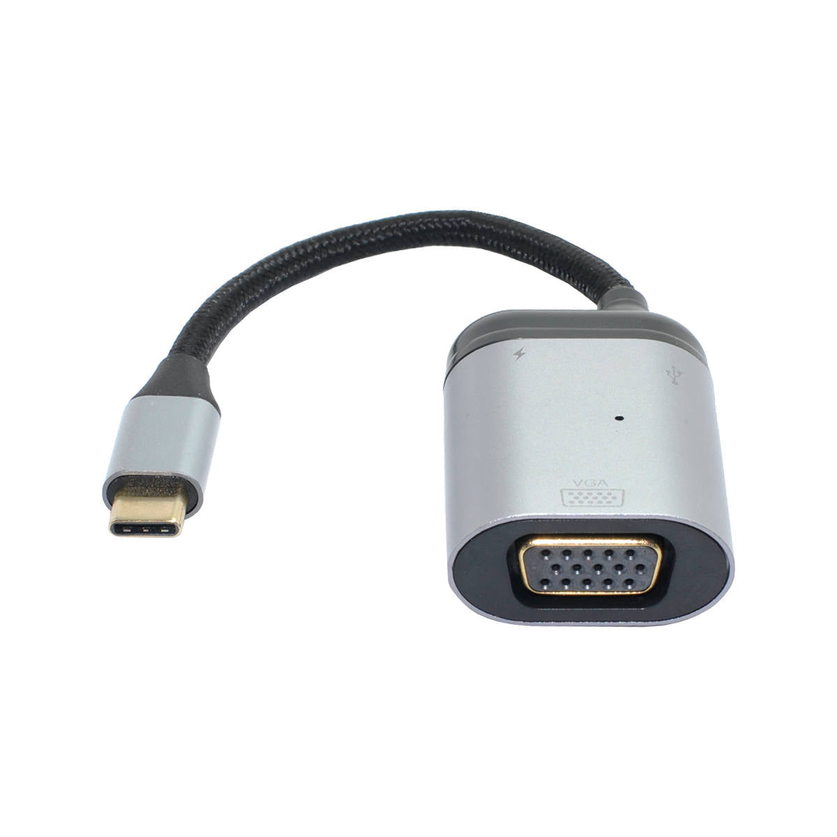SYSTEM-S 3in1 Adapter VGA DB-15 Buchse & 2x USB 3.1 Typ C Buchse zu Typ C Stecker in Grau