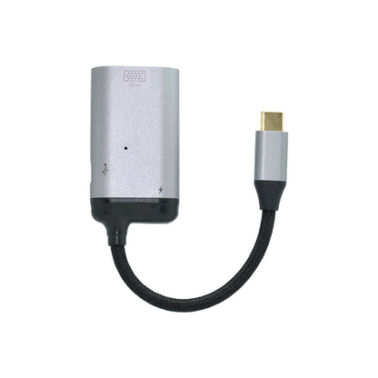 SYSTEM-S 3in1 Adapter VGA DB-15 Buchse & 2x USB 3.1 Typ C Buchse zu Typ C Stecker in Grau