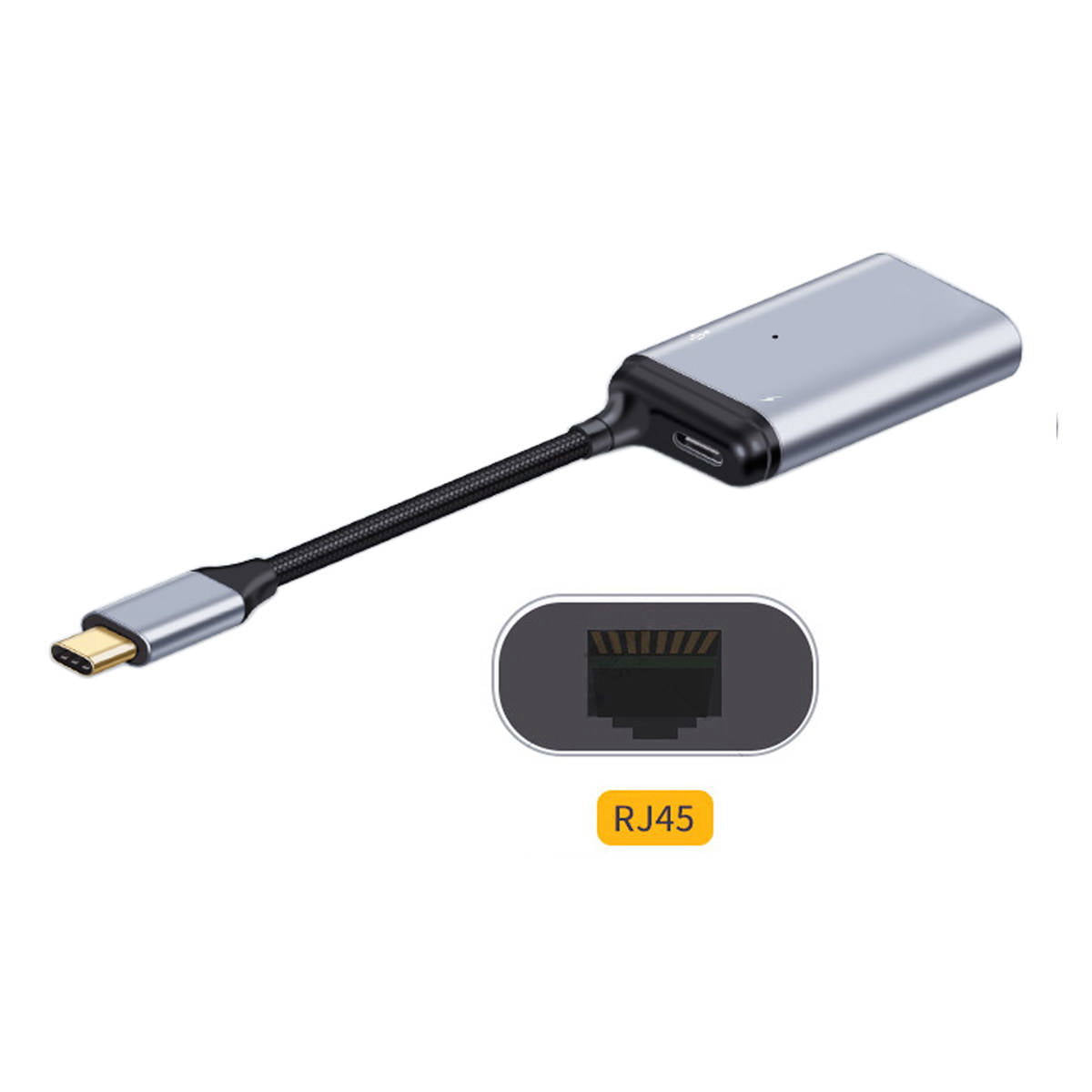 SYSTEM-S 3-in-1 adapter LAN socket &amp; USB 2.0 Type A socket &amp; 2x 3.1 C socket to C plug
