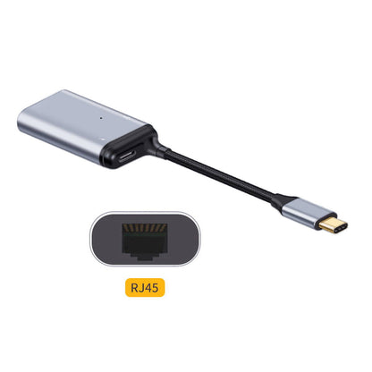SYSTEM-S 3-in-1 adapter LAN socket &amp; USB 2.0 Type A socket &amp; 2x 3.1 C socket to C plug