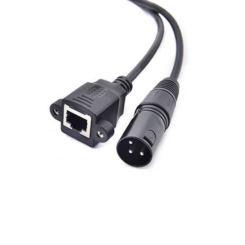 SYSTEM-S LAN cable 30 cm RJ45 socket to XLR 3 pin plug screw in black 