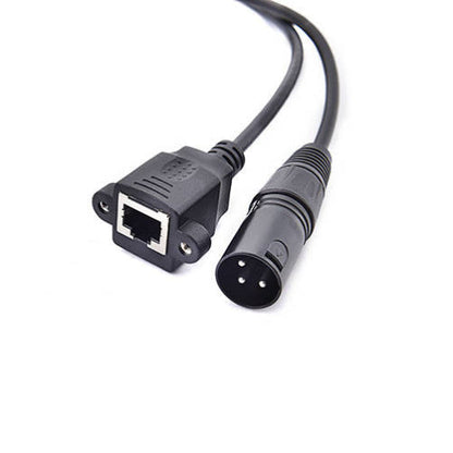 SYSTEM-S LAN cable 30 cm RJ45 socket to XLR 3 pin plug screw in black 