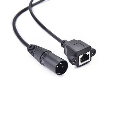 SYSTEM-S LAN cable 30 cm RJ45 socket to XLR 3 pin plug screw in black 