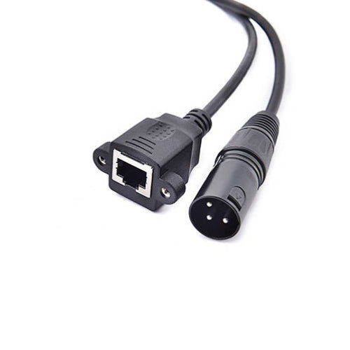 SYSTEM-S LAN cable 30 cm RJ45 socket to XLR 3 pin plug screw in black 