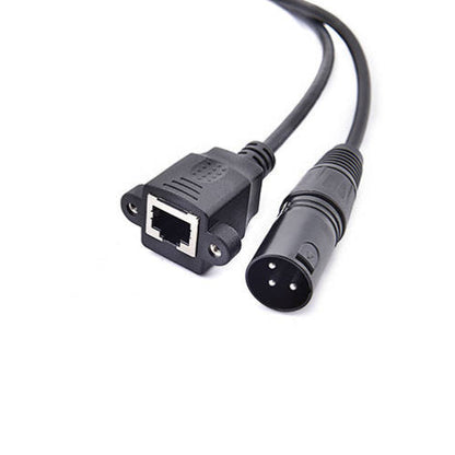 SYSTEM-S LAN cable 30 cm RJ45 socket to XLR 3 pin plug screw in black 