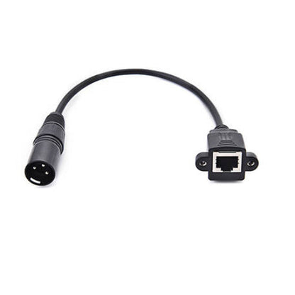 SYSTEM-S LAN cable 30 cm RJ45 socket to XLR 3 pin plug screw in black 