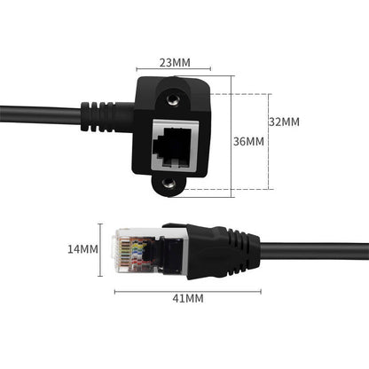 SYSTEM-S LAN Kabel 30 cm 8P8C Buchse zu RJ45 Stecker Winkel Schraube in Schwarz