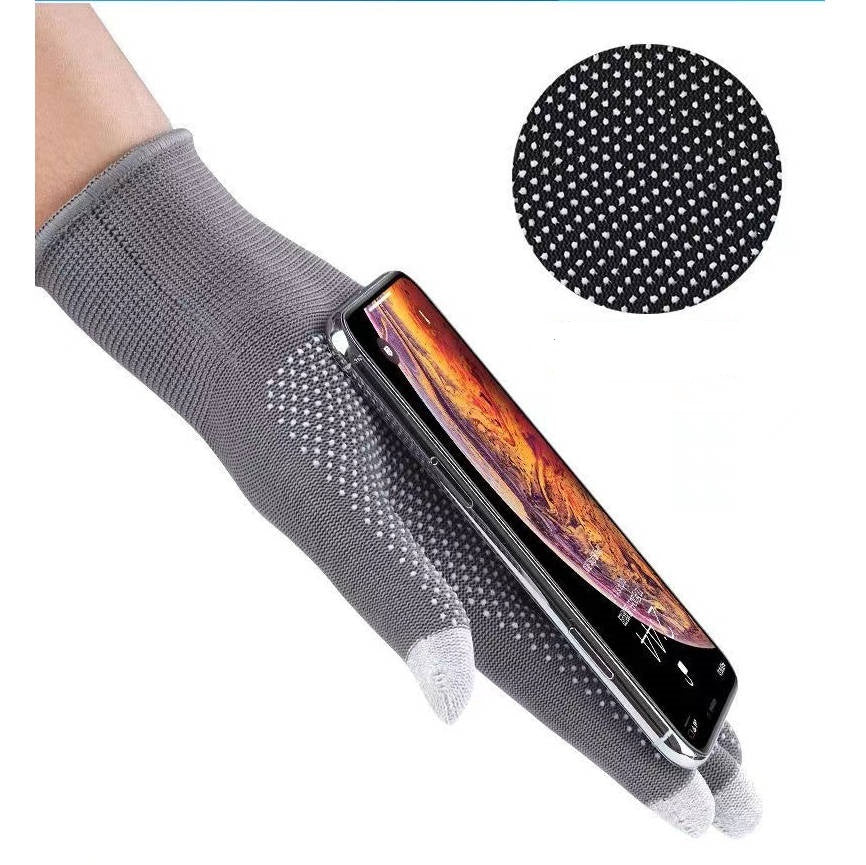 SYSTEM-S Anti Rutsch Handschuhe aus Stoff für Smartphones Touch Bildschirme in Schwarz