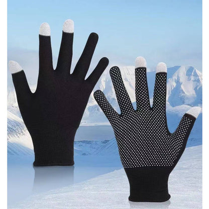 SYSTEM-S Anti Rutsch Handschuhe aus Stoff für Smartphones Touch Bildschirme in Schwarz