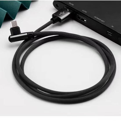 SYSTEM-S Micro USB cable 90° right angled plug to USB 2.0 Type A 90° right angled data cable charging cable 20 cm in black