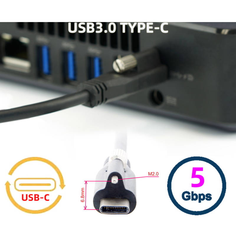 SYSTEM-S USB 3.1 Gen 2 Kabel 120 cm Typ C Stecker zu Stecker Panel Mount 10 Gbit/s 100W