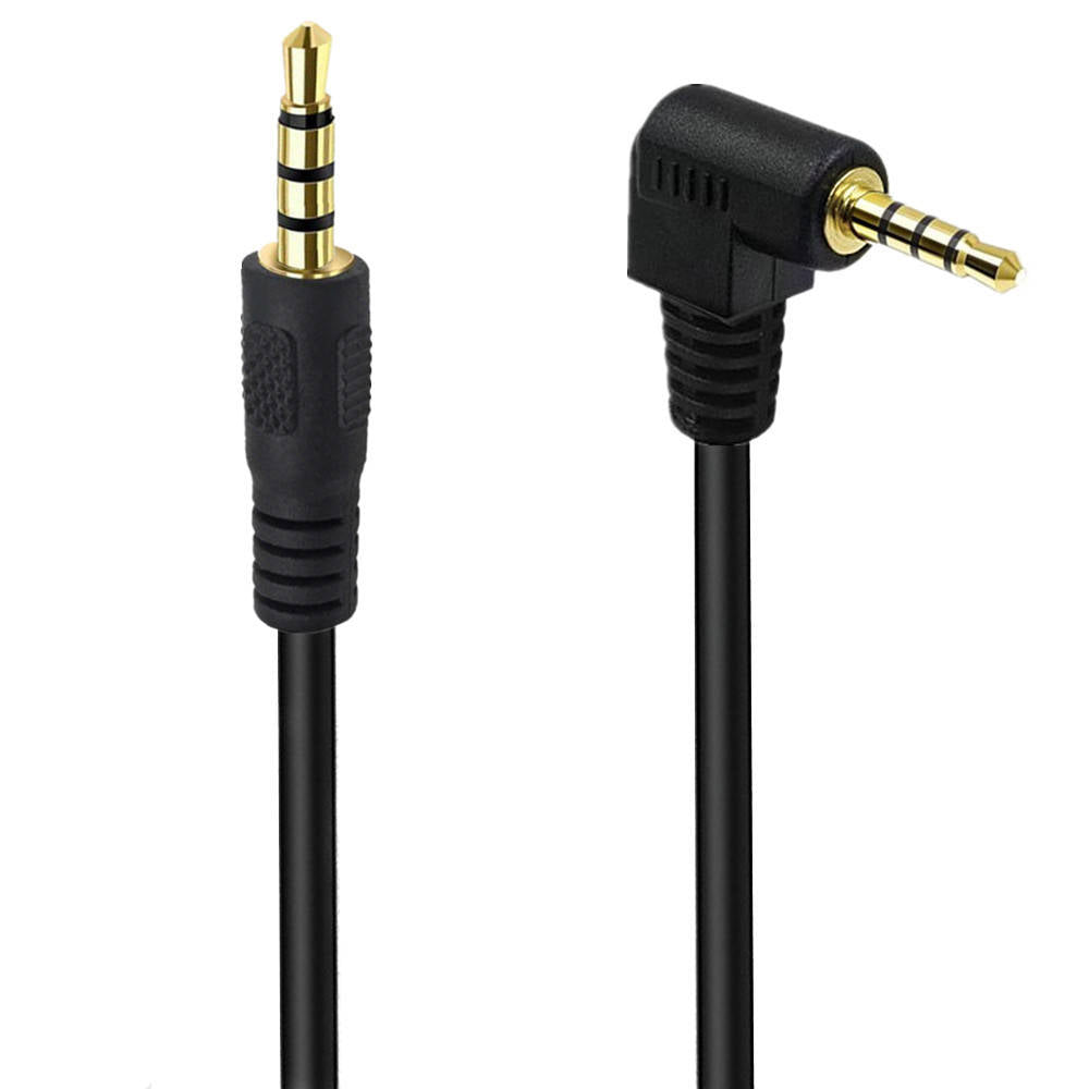 SYSTEM-S Audio Klinke Kabel 25 cm 3,5 mm TRRS Stecker zu Stecker Winkel AUX Schwarz