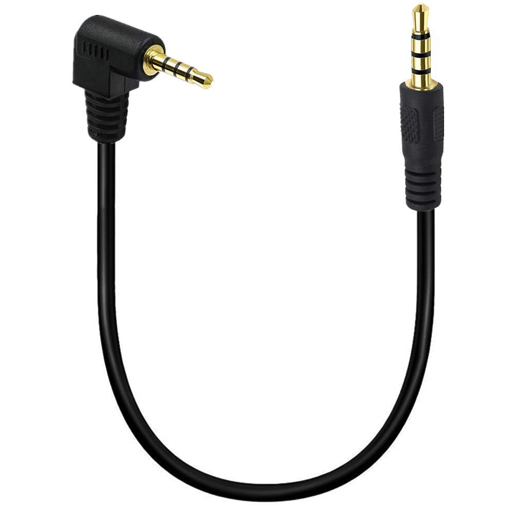 SYSTEM-S Audio Klinke Kabel 25 cm 3,5 mm TRRS Stecker zu Stecker Winkel AUX Schwarz