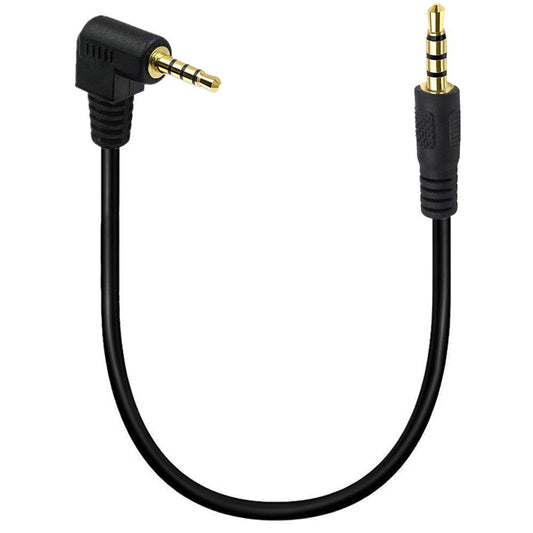 SYSTEM-S Audio Klinke Kabel 25 cm 3,5 mm TRRS Stecker zu Stecker Winkel AUX Schwarz