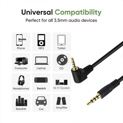 SYSTEM-S Audio Klinke Kabel 25 cm 3,5 mm TRRS Stecker zu Stecker Winkel AUX Schwarz