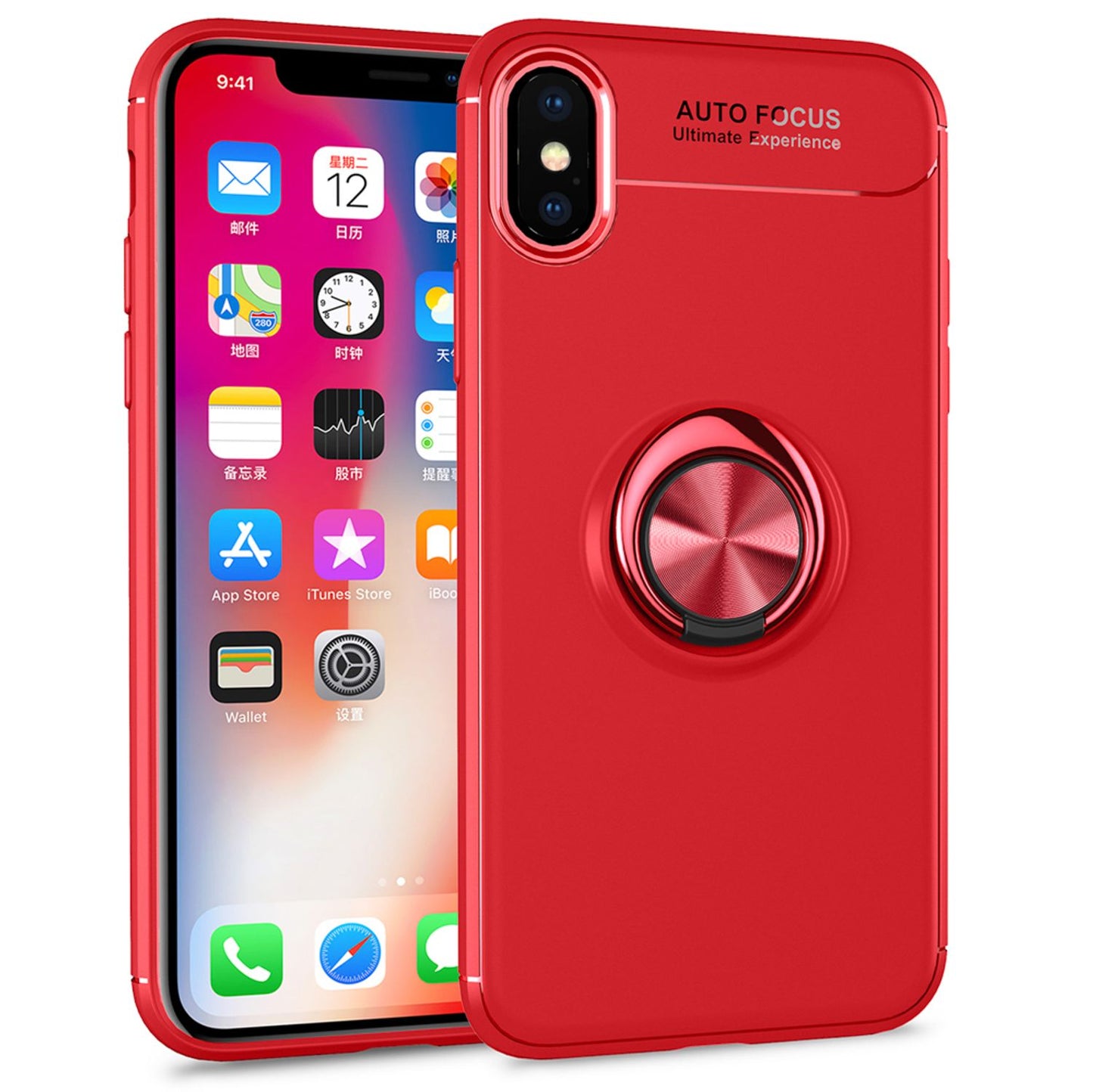 NALIA Ringhülle für iPhone X / XS – Ring-Ständer 360° & für Magnet-Halter – GRIP360 (Mattiertes Silikon Case) – Marke aus Berlin