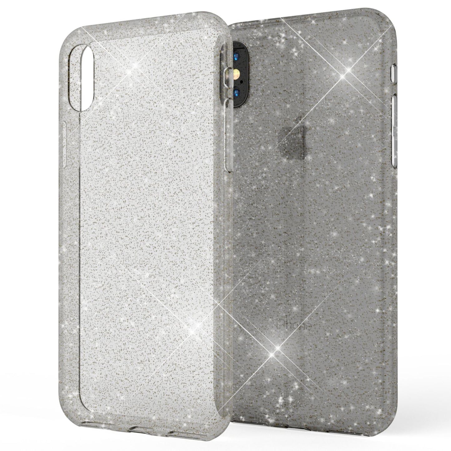 NALIA Glitzerhülle für iPhone X / XS – Funkelndes Silikon Case – DAZZLIN (Transparent & Stoßfest) – Marke aus Berlin