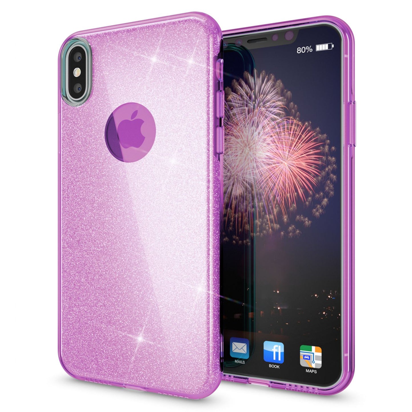 NALIA Glitzerhülle für iPhone XS Max – Funkelnder Glitzer-Look & Grip – SHINEPOP (Silikon Case) – Marke aus Berlin