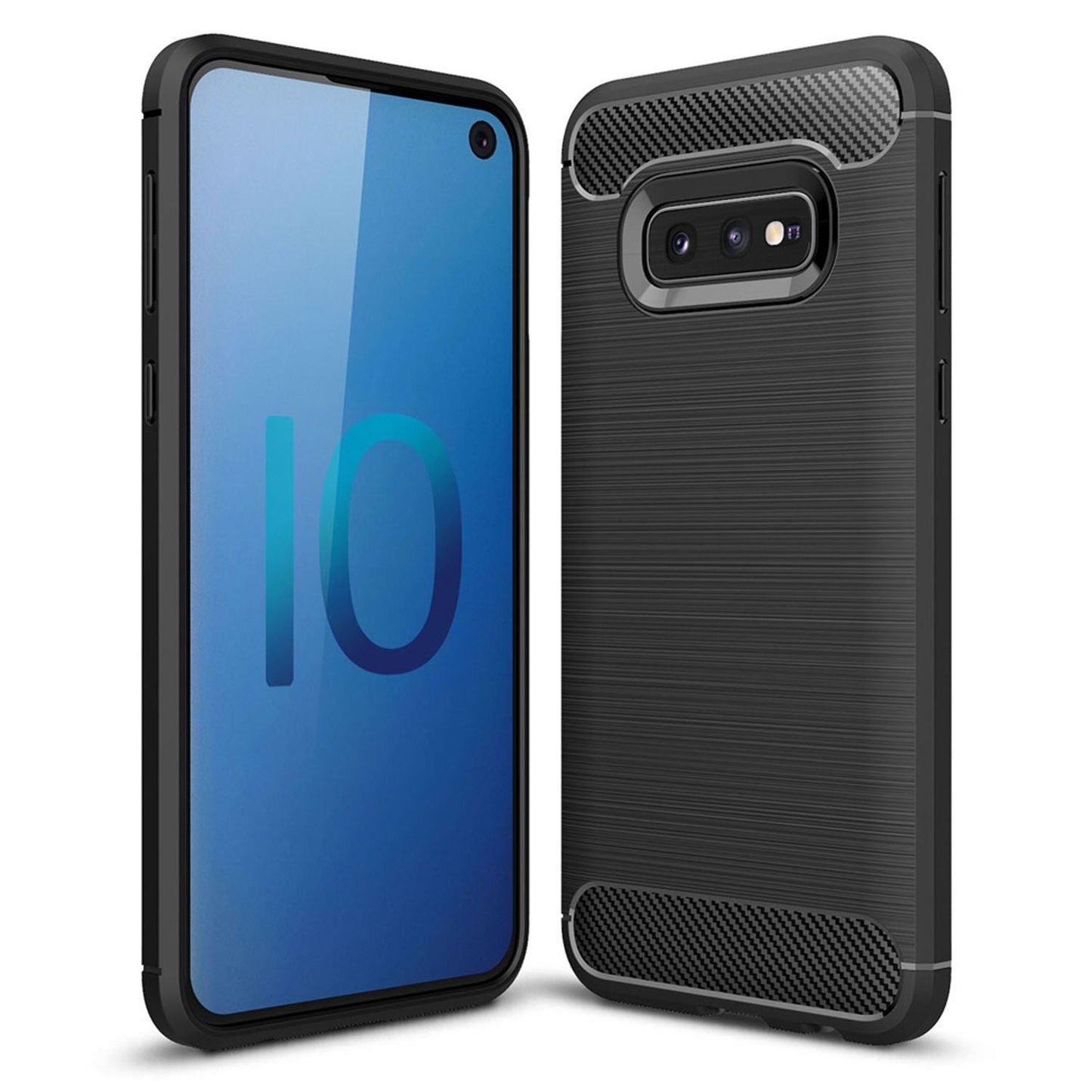 NALIA Silikonhülle für Samsung Galaxy S10e – Rutschfest & Matt – VORTEX (Gebürstete Optik & Carbon Design) – Marke aus Berlin