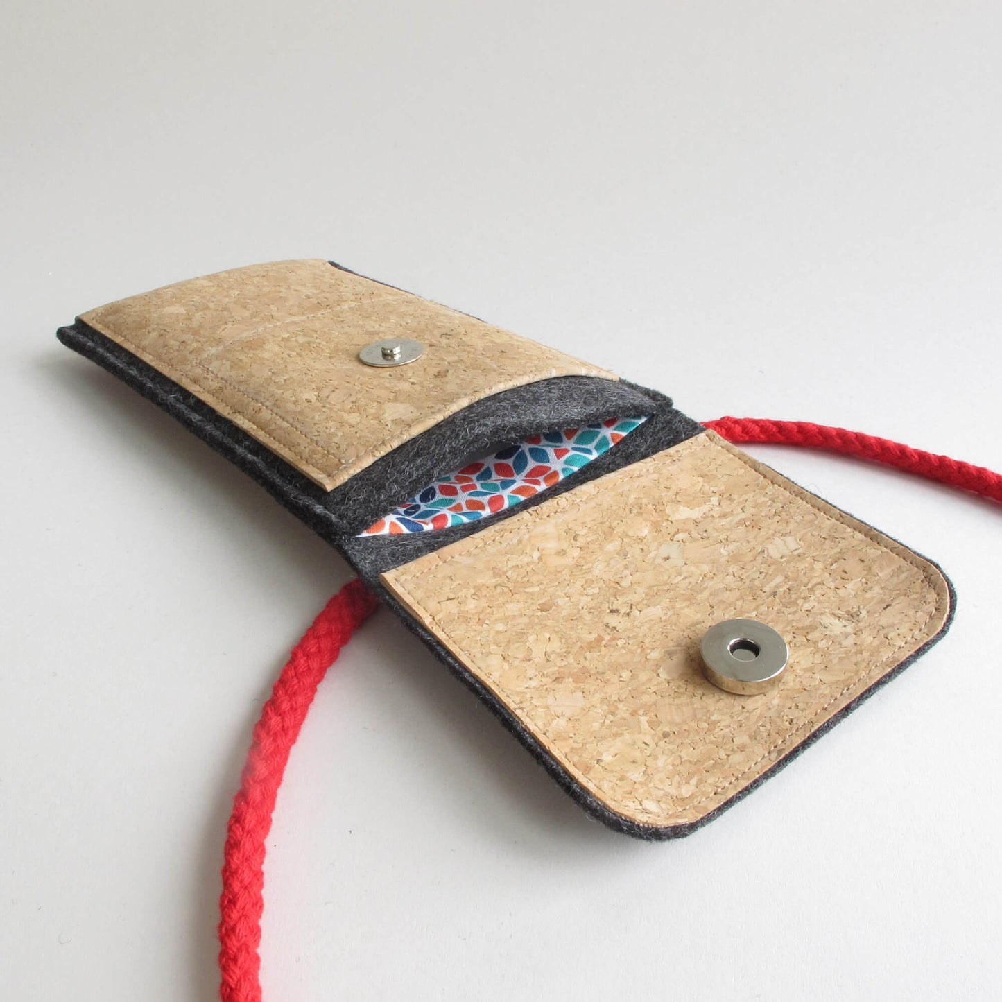iPhone 16 Pro Max shoulder bag | Felt &amp; cotton | anthracite - colorful | KEDJA