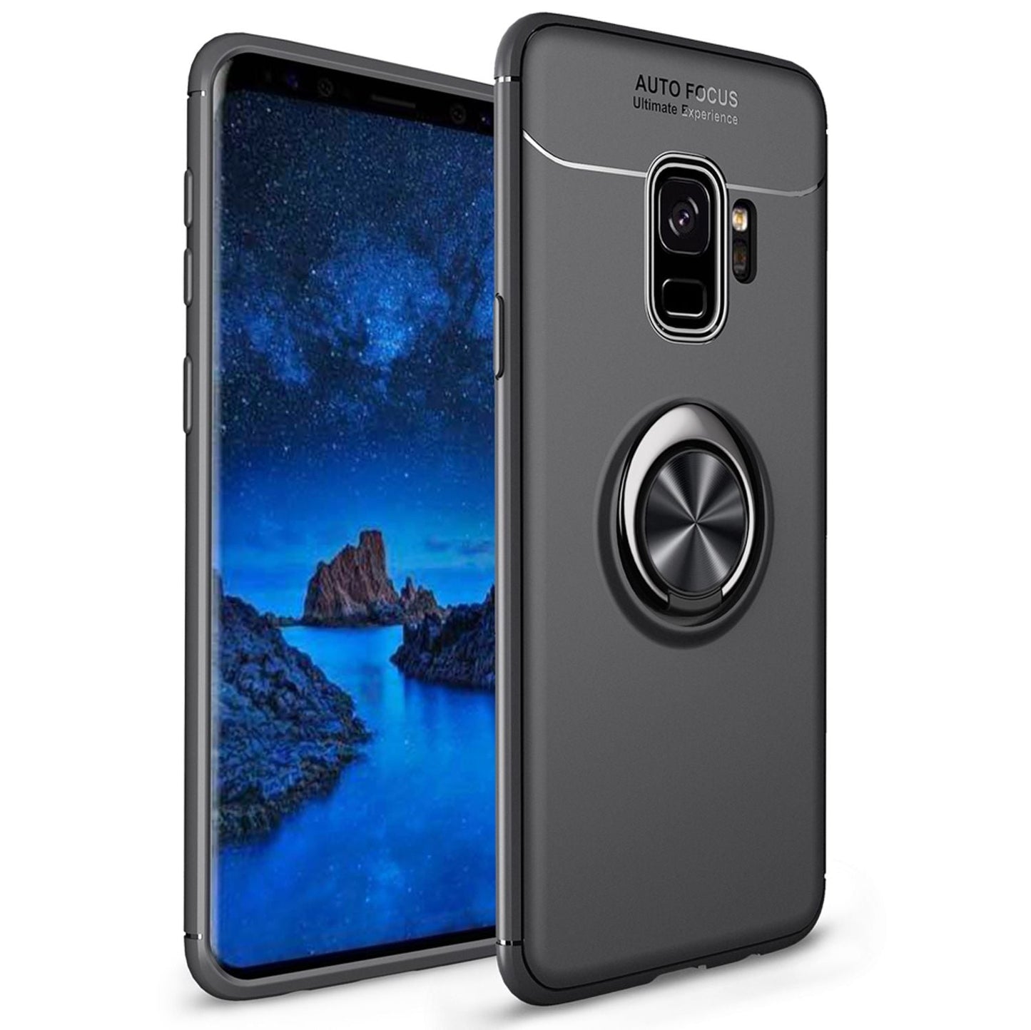 NALIA Ringhülle für Samsung Galaxy S9 – Ring-Ständer 360° & für Magnet-Halter – GRIP360 (Mattiertes Silikon Case) – Marke aus Berlin