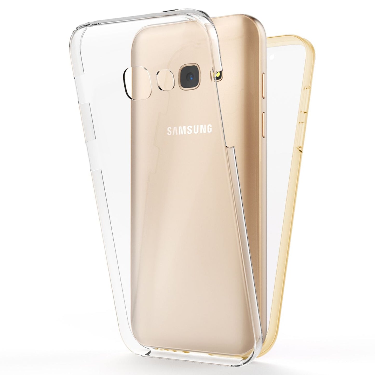 NALIA 360 Grad Handyhülle kompatibel mit Samsung Galaxy A5 2017, Full-Cover Silikon Bumper mit Displayschutz vorne Hardcase hinten, Hülle Doppel-Schutz Dünn Case Handy-Tasche