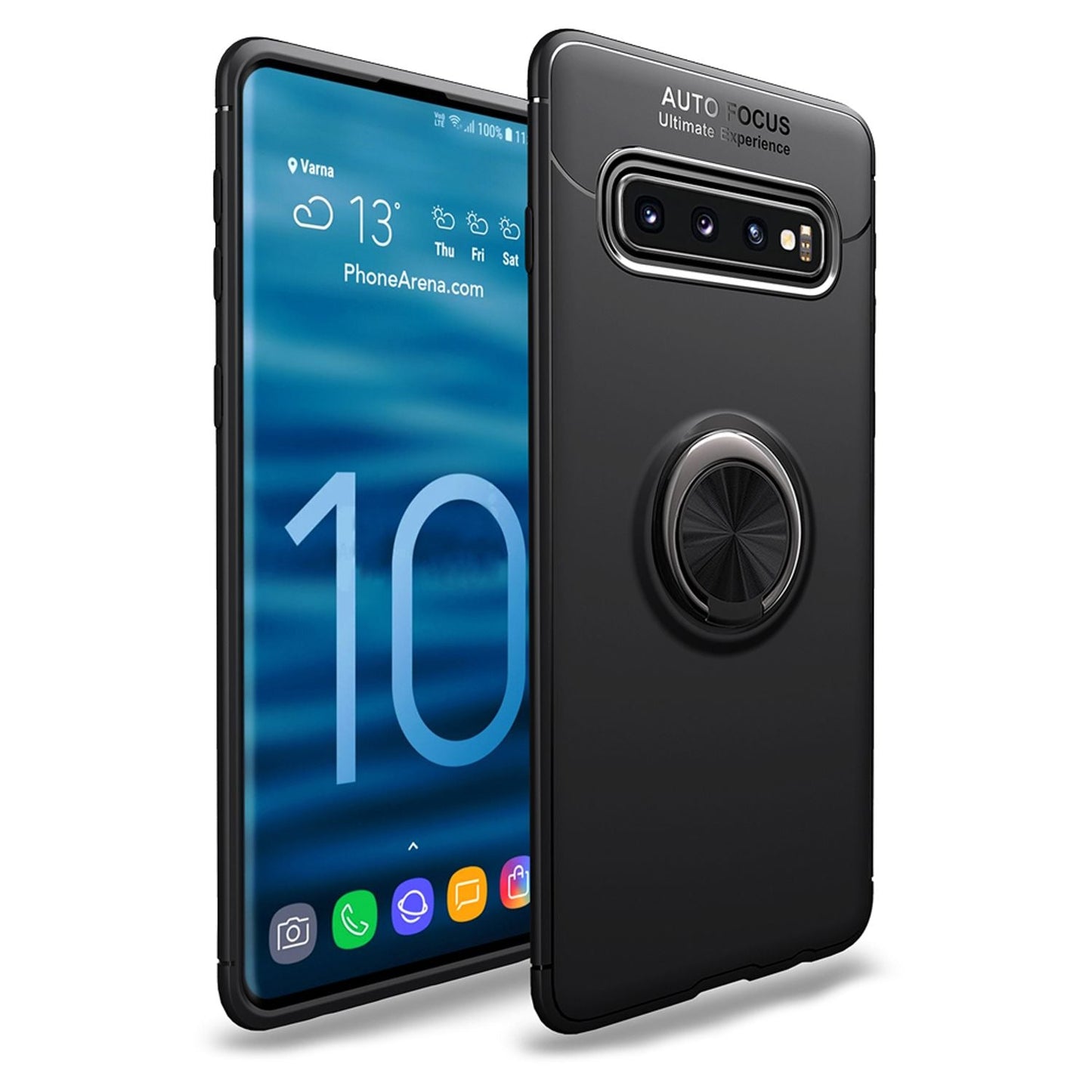 NALIA Ring Hülle kompatibel mit Samsung Galaxy S10 Plus, Schutzhülle Cover magnetische Silikon Handyhülle für KFZ-Halterung 360-Grad Finger-Halter, Dünnes Case Ständer Slim Etui Bumper