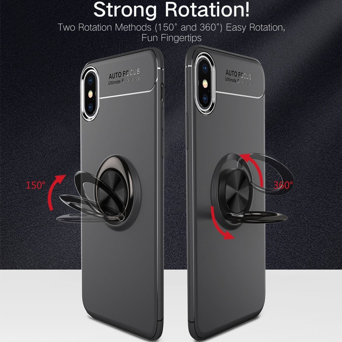 NALIA Ringhülle für iPhone X / XS – Ring-Ständer 360° & für Magnet-Halter – GRIP360 (Mattiertes Silikon Case) – Marke aus Berlin
