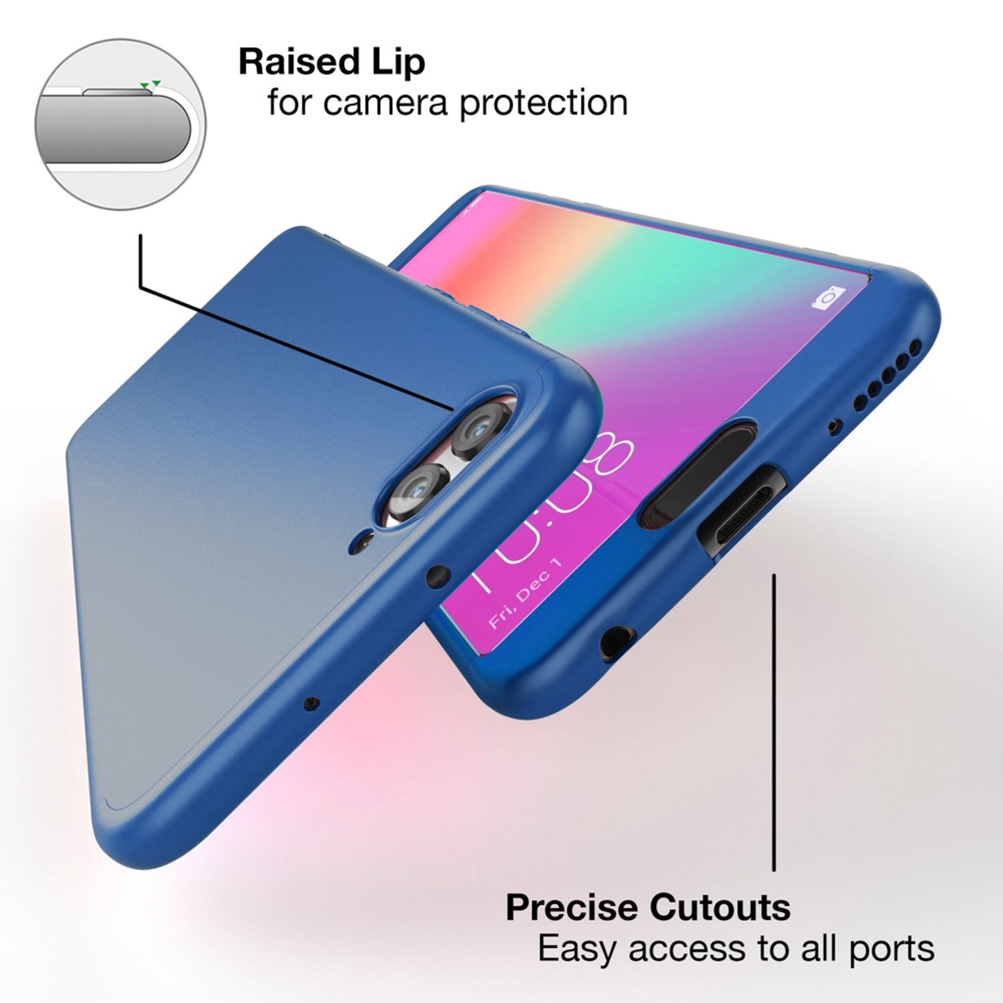 NALIA 360 Grad Handyhülle kompatibel mit Huawei Honor View 10, Full-Cover Schutzglas vorne hinten Hülle Doppel-Schutz, Dünn  Hard-Case Etui Handy-Tasche, Bumper Displayschutz