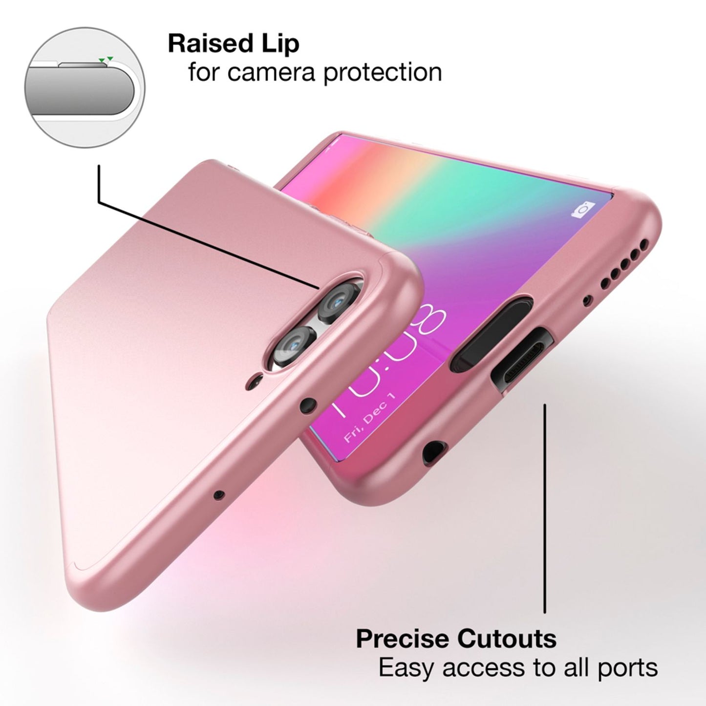 NALIA 360 Grad Handyhülle kompatibel mit Huawei Honor View 10, Full-Cover Schutzglas vorne hinten Hülle Doppel-Schutz, Dünn  Hard-Case Etui Handy-Tasche, Bumper Displayschutz