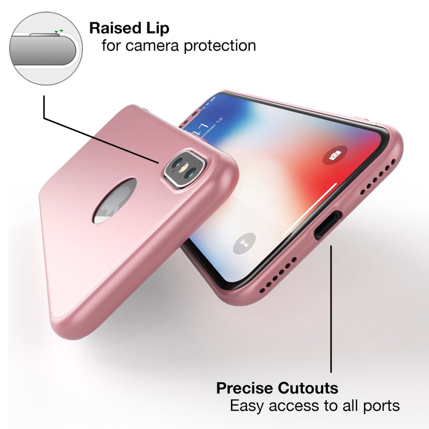 NALIA 360° Handyhülle kompatibel mit iPhone X XS, Full-Cover & Schutzglas Vorne Hinten Rundum Hülle Doppel-Schutz, Ganzkörper Hard-Case Dünn Handy-Tasche, Bumper & Displayschutz