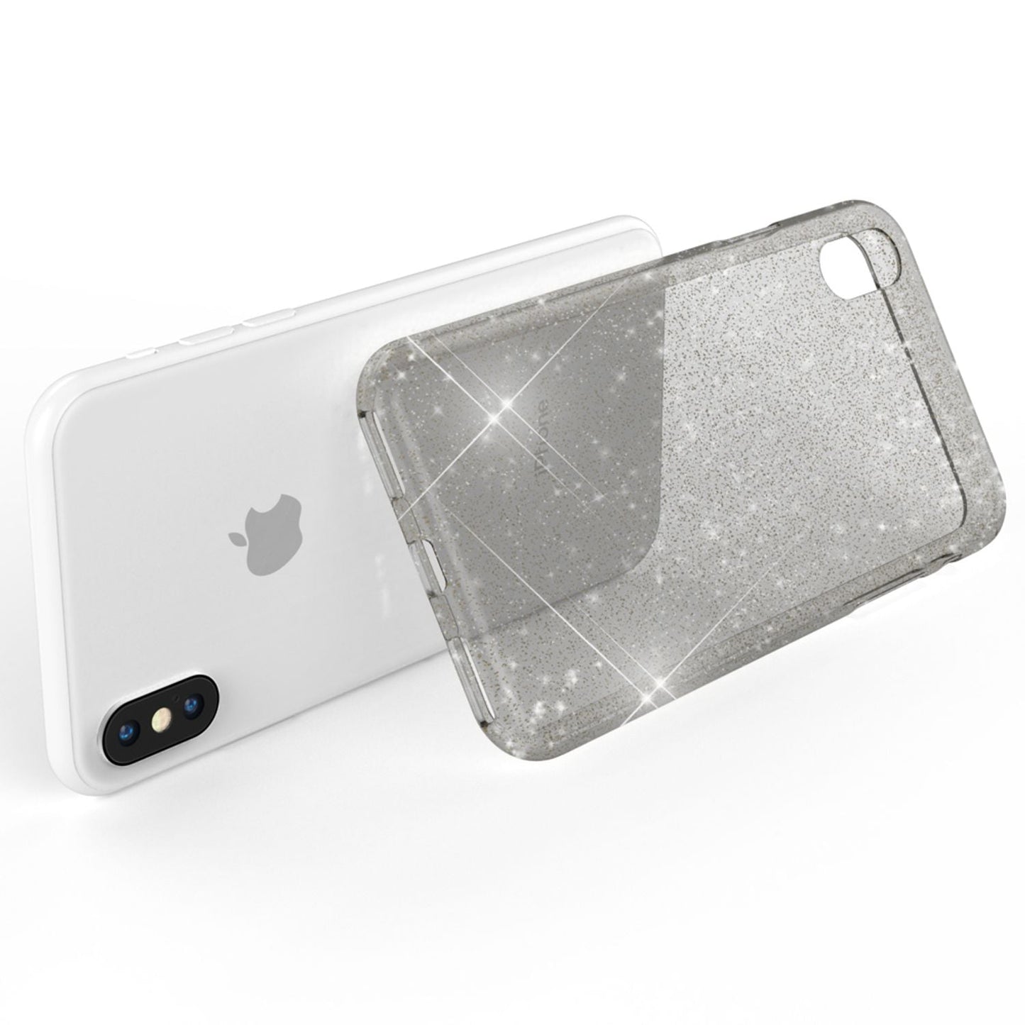 NALIA Glitzerhülle für iPhone X / XS – Funkelndes Silikon Case – DAZZLIN (Transparent & Stoßfest) – Marke aus Berlin