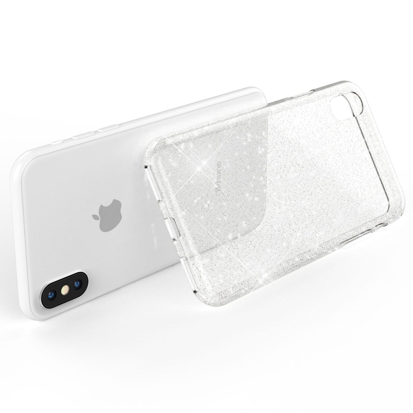 NALIA Glitzerhülle für iPhone X / XS – Funkelndes Silikon Case – DAZZLIN (Transparent & Stoßfest) – Marke aus Berlin