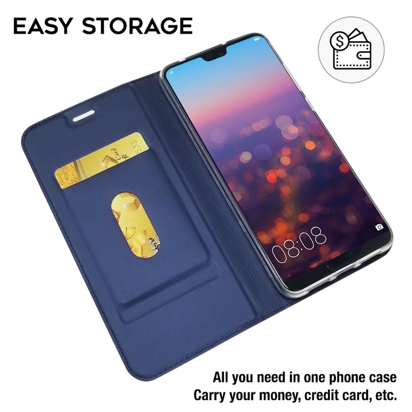 NALIA Hülle kompatibel mit Huawei P20 Pro, Kickstand Handyhülle Flip-Case Kunstleder Book-Cover mit Magnet, Etui Ganzkörper Schutzhülle Dünne Rundum Handy-Tasche Bumper