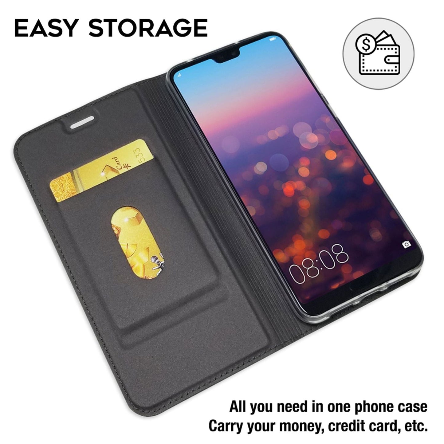 NALIA Hülle kompatibel mit Huawei P20 Pro, Kickstand Handyhülle Flip-Case Kunstleder Book-Cover mit Magnet, Etui Ganzkörper Schutzhülle Dünne Rundum Handy-Tasche Bumper