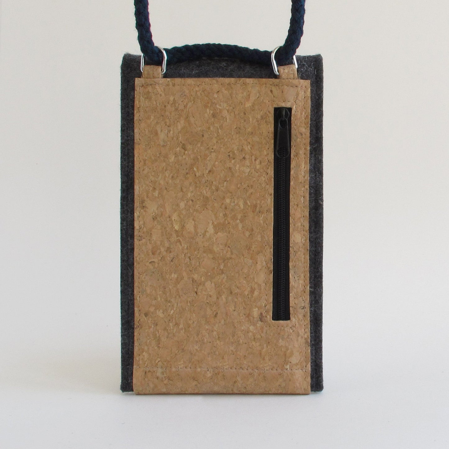 Shoulder bag for Google Pixel 9 | made of felt and organic cotton | anthracite - bloom | model KEDJA
