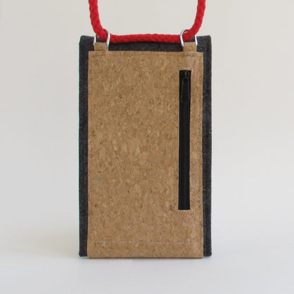 iPhone 16 Pro Max shoulder bag | Felt &amp; cotton | anthracite - colorful | KEDJA