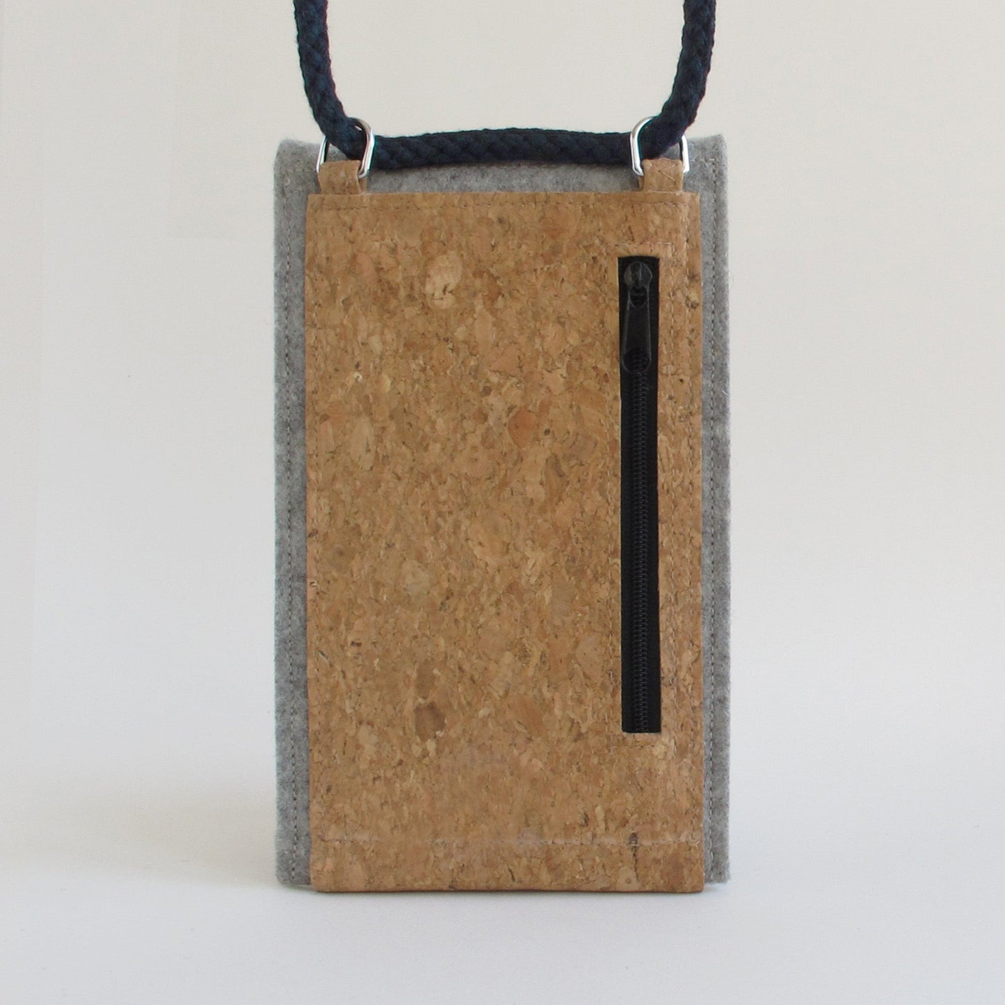 Shoulder bag for iPhone 11 | made of felt and organic cotton | light grey - bloom | model KEDJA