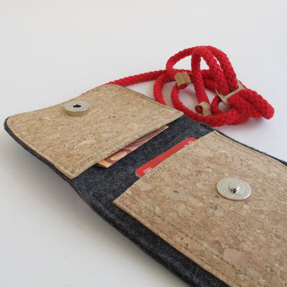 Shoulder bag for Xiaomi Redmi Note 11 Pro | made of felt and organic cotton | anthracite - colorful | model KEDJA