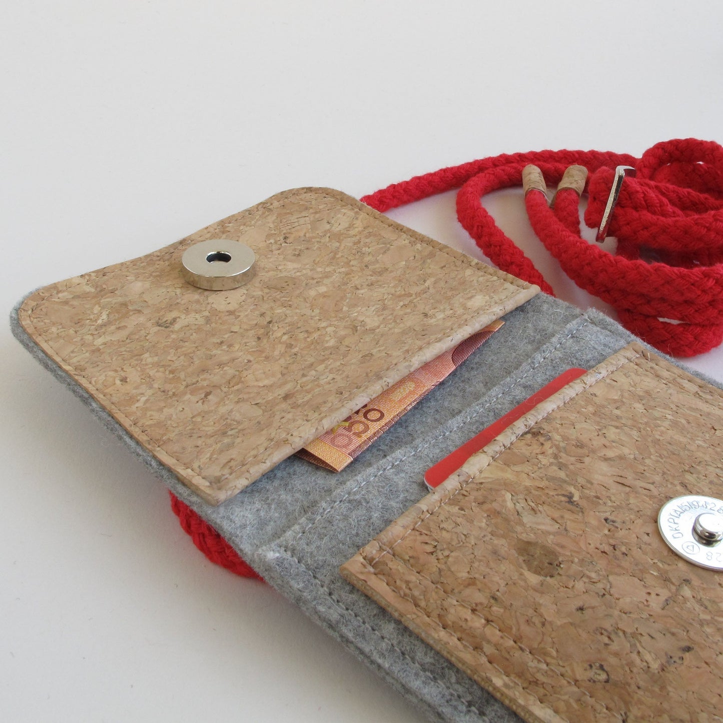Shoulder bag for Samsung Galaxy S23 Plus | made of felt and organic cotton | light gray - colorful | model KEDJA