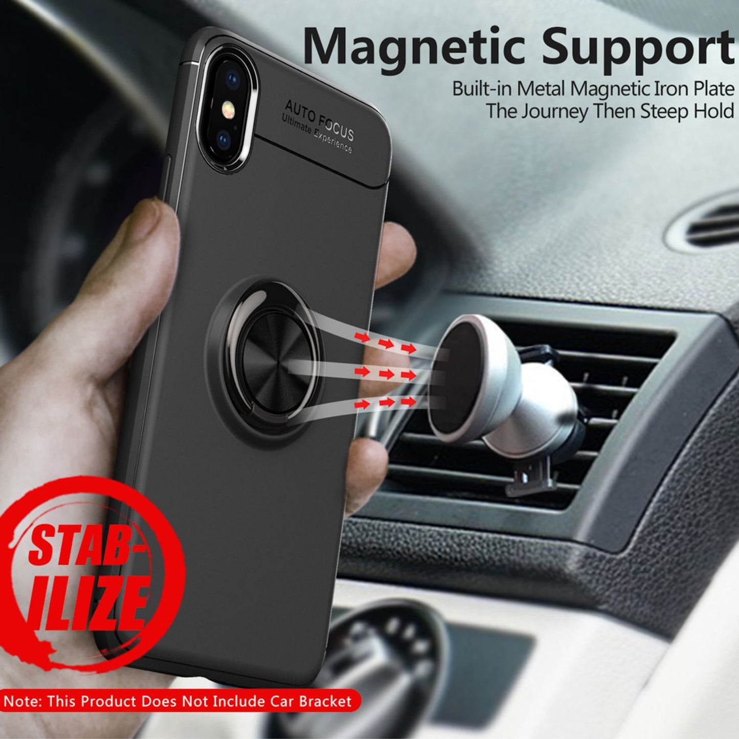 NALIA Ringhülle für iPhone X / XS – Ring-Ständer 360° & für Magnet-Halter – GRIP360 (Mattiertes Silikon Case) – Marke aus Berlin
