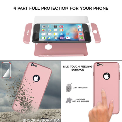 NALIA 360 Grad Handyhülle kompatibel mit iPhone 6 / 6s, Full-Cover & Glas vorne hinten Rundum Hülle Doppel-Schutz Dünn Ganzkörper Hard-Case Etui Handy-Tasche Bumper & Displayschutz