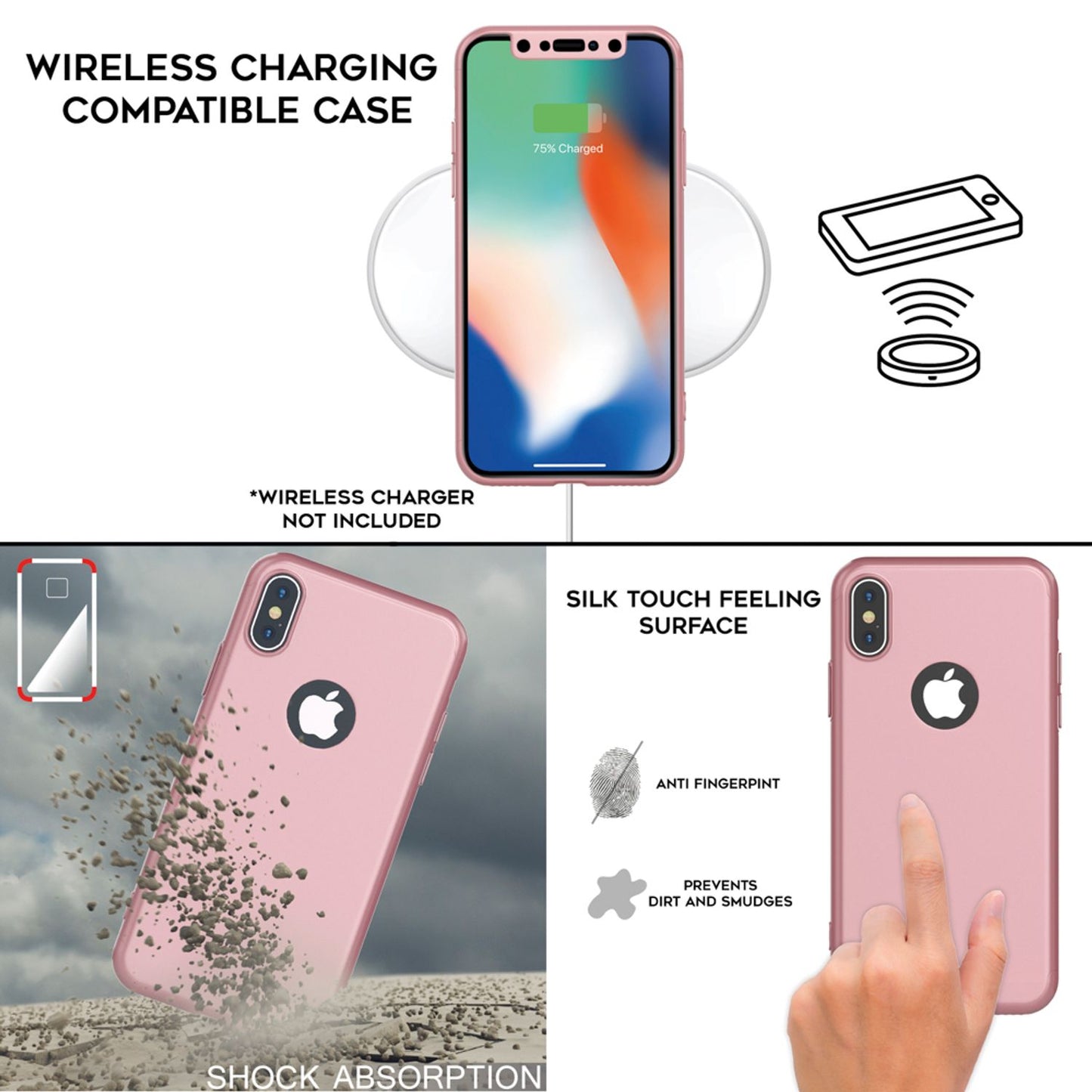 NALIA 360° Handyhülle kompatibel mit iPhone X XS, Full-Cover & Schutzglas Vorne Hinten Rundum Hülle Doppel-Schutz, Ganzkörper Hard-Case Dünn Handy-Tasche, Bumper & Displayschutz